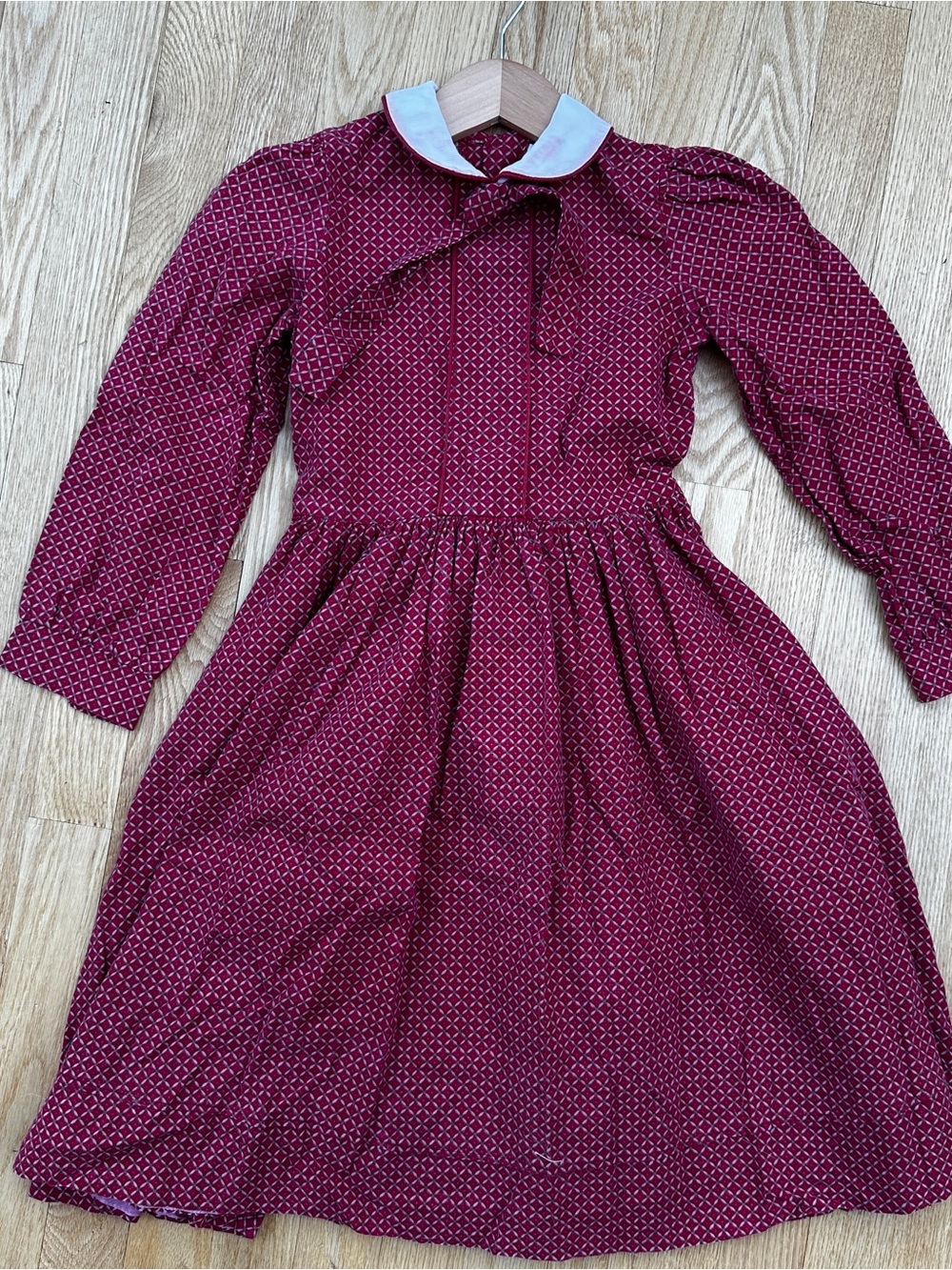 Laura Ashley Burgundy Dress with White Peter Pan Collar